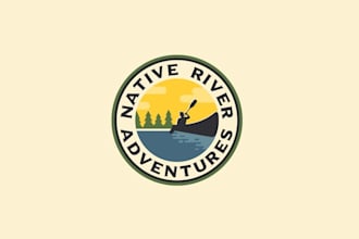 design amazing outdoor adventure river logo