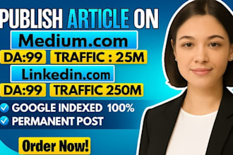 write and post google index backlinks on medium,com, linkedin,com premium sites
