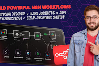 build n8n or make workflows with custom nodes,rag agents,make com automation
