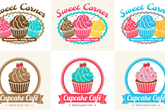 design cake, desserts, cookie, candy, bakery logo