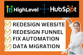 design fix gohighlevel funnel ghl website migrate hubspot data gohighlevel