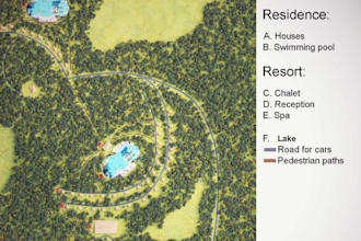 render 3d master plan development, community site plan,rv park,gis map,landscape