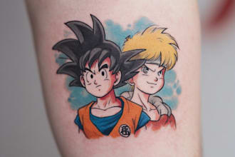 make comic cartoon anime tattoo design