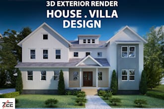 do 3d exterior rendering for your house or villa