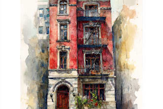 create a watercolor house portrait of your home