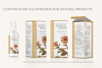 create custom botanical label illustrations and packaging designs