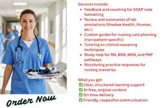 support with nursing simulation guidance, soap format coaching, lab scenario