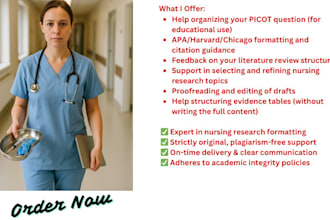 assist with nursing research guidance, picot formatting, and apa editing