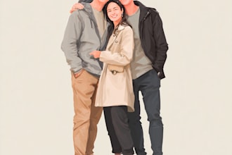 illustrate a romantic family portrait