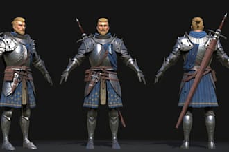 ue5 fantasy warrior, knight, zbrush,topology, rig3d, game asset, rpg,genesis,8,9