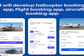 develop helicopter booking app, flight booking app, travel booking app