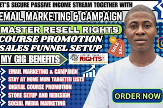 promote master resell rights course with email marketing campaign, sales funnel