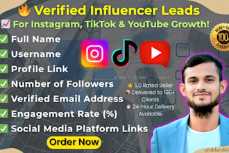 provide verified influencer leads for instagram tiktok youtube