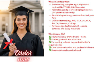 help format legal and political research summaries and sociology outlines