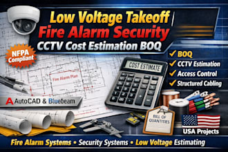make low voltage takeoff fire alarm security cctv cost estimation boq mep