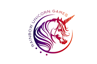 design artwork rainbow unicorn games logo