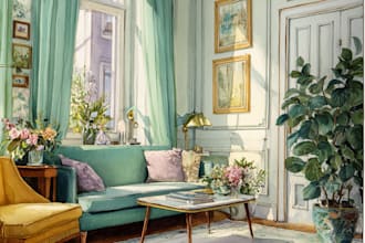 sketch design your interior room in my watercolor style