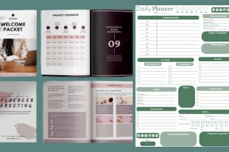 do journal design, workbook design, planner, fillable and printable pdf format