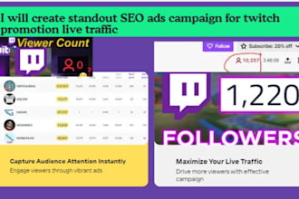 create standout SEO ads campaign for twitch promotion live traffic