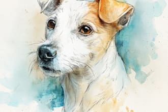 draw watercolor pet portrait