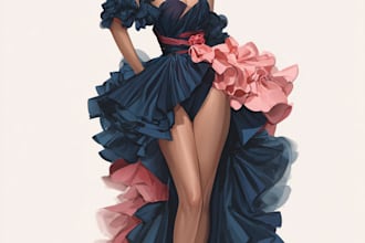 draw fashion illustration , sketch , model , artist ,