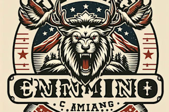 design high quality vintage animal bold wild camping logo with t shirt design