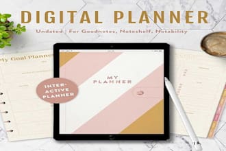 design etsy digital planner, digital planner tem hyperlinked planner, etsy SEO