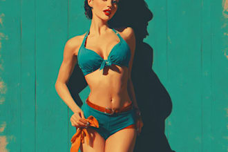 draw a pin up girl and pin up girl illustration