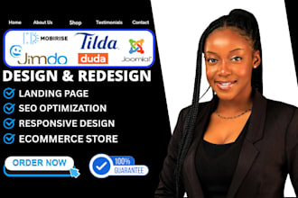 design professional website on joomla, duda, jimdo, strikingly, mobirise, tilda