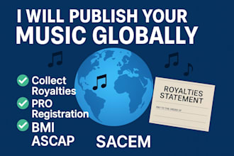 publish your music globally for royalties collection bmi ascap sacem