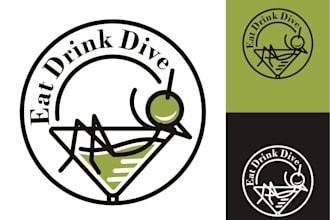 create a modern creative drink and cocktail bar logo design