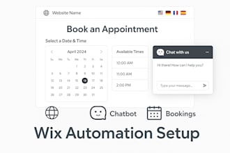 setup wix bookings, wix multilingual website, and chatbot app integration