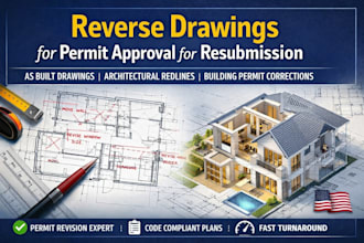 design reverse drawings for permit approval for resubmission, as built drawings