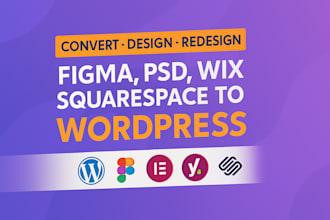 convert figma, PSD, xd, or sketch to responsive wordpress elementor pro site