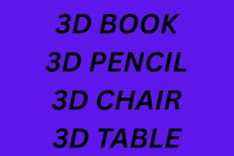 design 3d table, 3d pencil, 3d chair