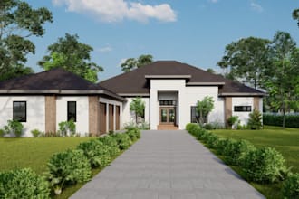 do villa optimization, roof top building terrace, outdoor furniture layout, vray