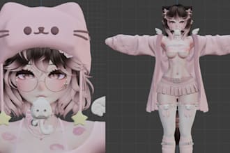 make custom vrchat avatar, nsfw avatar, anime vrc avatar, 3d vrchat model