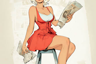 draw a pin up girl and pin up girl illustration