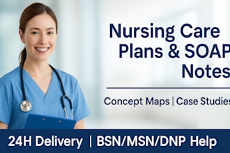 deliver nursing care plans, soap notes, concept maps, and case studies