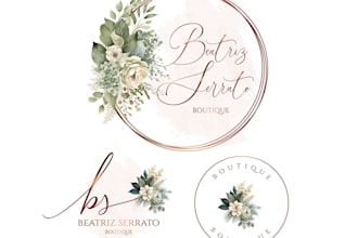 do modern hand drawn floral, botanical, boho, watercolor, bohemian logo for you