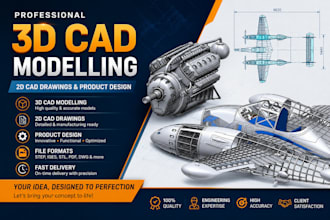 technical cad drawings illustration for product or idea