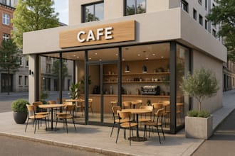 design a professional 3d facade for your shop or caffe