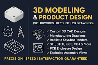 create solidwork 3d products, cad modeling, assemblies and technical drawing