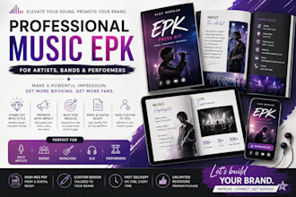design a professional music epk for artists bands and performers sheet