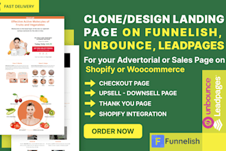 build funnelish advertorial sales, landing page on unbounce leadpages