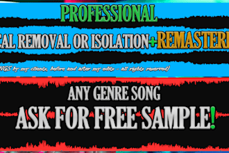 remove vocals, clean up, add music and remaster any song, ai