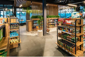 optimize 3d supermarket design, shopping mall layout, minimart, retail store,skp