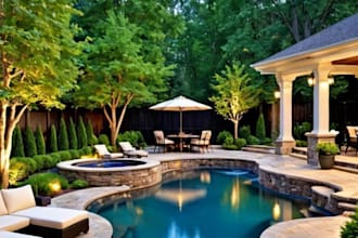 design your garden, backyard,swimming pool patio, terrace and render images