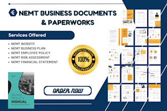 create nemt business plan, policy and policy manual, website, risk assessment