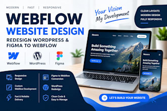 design responsive webflow website, redesign wordpress, convert figma to webflow